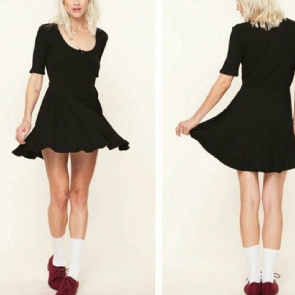 Love and Lemons Ribbed Tripp Dress in Black XS